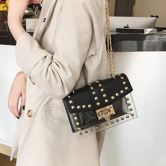 Studded Clear Carryall - Black Trim