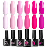 UR SUGAR Pink Gel Nail Polish Set 6 Colors Hot Pink Neon Pink Gel Polish Set Light Bright Pink Soak Off LED Nail Art Design Manicure Kit DIY at Home Salon Gift Sets for Women Girls - Fynvo